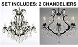 Set of 2-1 Wrought Iron Chandelier Crystal Chandeliers Lighting H36" X W36" and 1 Wrought Iron Crystal Chandelier Lighting - Great for Bedroom, Kitchen, Dining Room, Living Room, and More! - A500-1EA 3034/10+5 + 1EA 3530/6