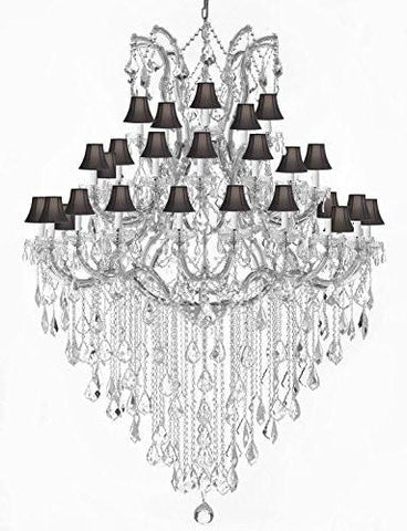 Maria Theresa Crystal Chandelier Trimmed With Spectratm Crystal And Black Shade - Reliable Crystal Quality By Swarovski - A500-Silver/Blackshade/B13/2756/36+1Sw