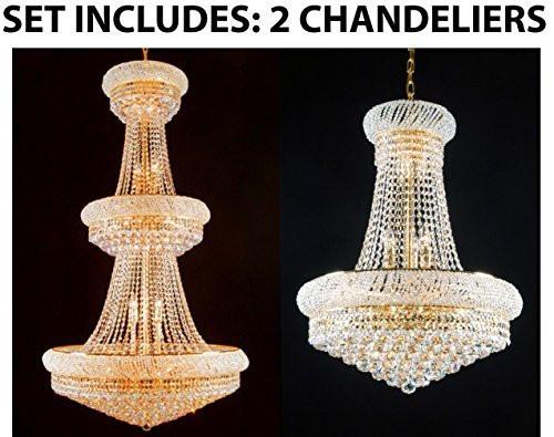 Set Of 2 - 1 For Entryway/Foyer And 1 For Dining Room French Empire Empress Crystal (Tm) Chandeliers Chandelier Lighting - 1Ea Cg/541/32+1Ea Cg/542/15 A500-
