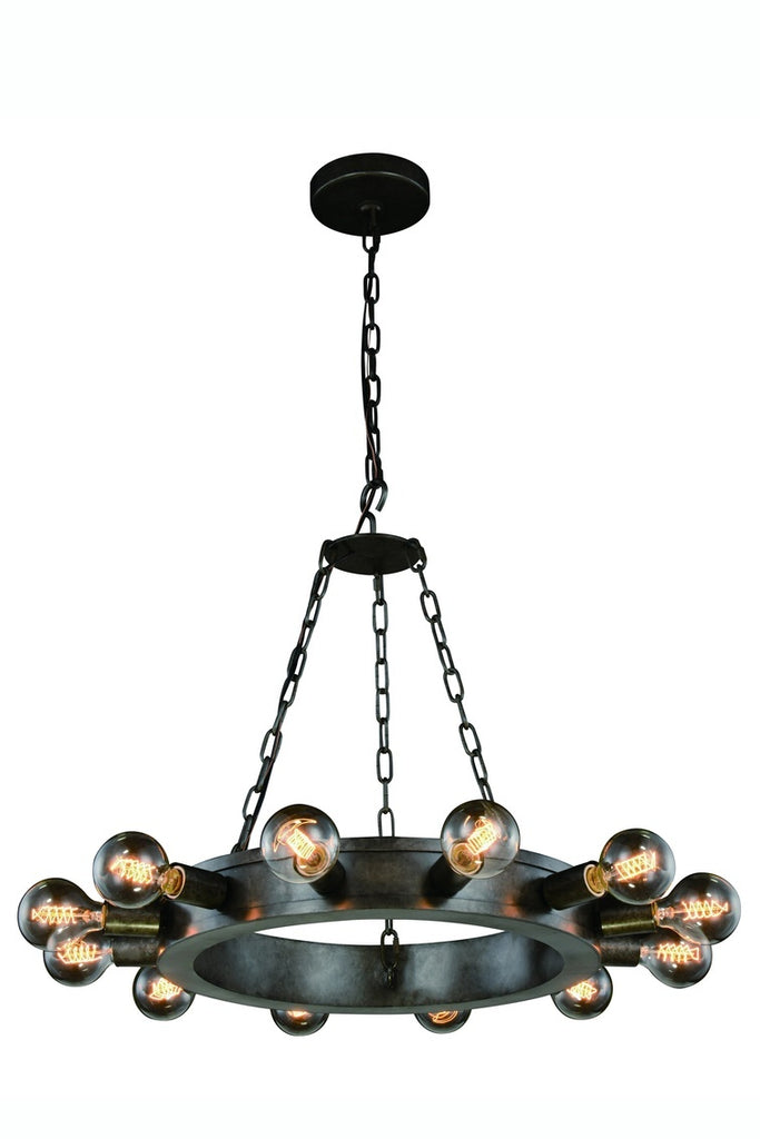 ZC121-1500D25AI - Urban Classic: Winston 12 light Aged Iron Pendant