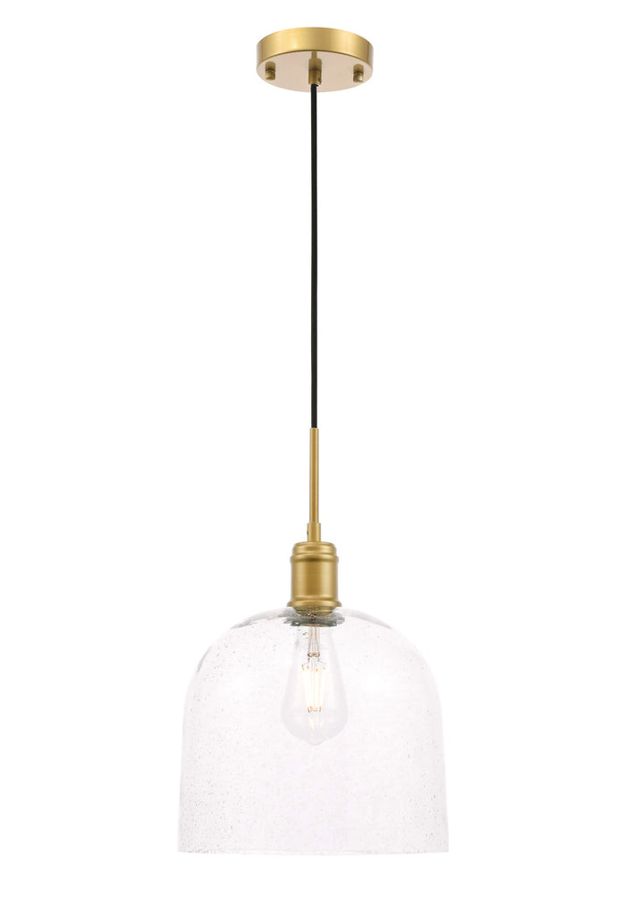 ZC121-LD6215BR - Living District: Gabe 1 light Brass and Clear seeded glass pendant