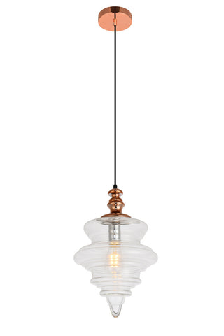 ZC121-LDPD2101 - Living District: Topper Collection Pendant D10.6 H16.6 Lt:1 Copper and clear Finish