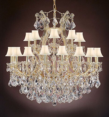 Maria Theresa Empress Crystal(Tm) Chandelier Lighting With White Shades H 36" W 36" - Cjd-Cg/Sc/2181/36