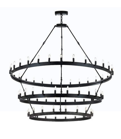 Wrought Iron Vintage Barn Metal Castile Three Tier Chandelier Chandeliers Industrial Loft Rustic Lighting W 63" H 75" - A600-3428/30+24+18