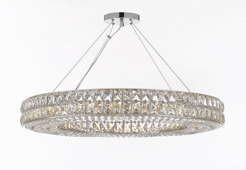 Crystal Nimbus Ring Chandelier Chandeliers Modern / Contemporary Lighting Pendant 44" Wide - Good for Dining Room, Foyer, Entryway, Family Room and More! - GB104-3063/17