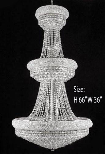 French Empire Crystal Chandelier H66" X W36" - A93-Silver/541/32