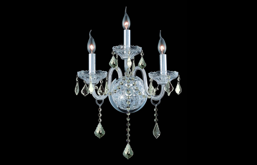 C121-7853W3C-GT/RC - Regency Lighting: Verona 3 light Chrome Wall Sconce Golden Teak (Smoky) Royal Cut Crystal