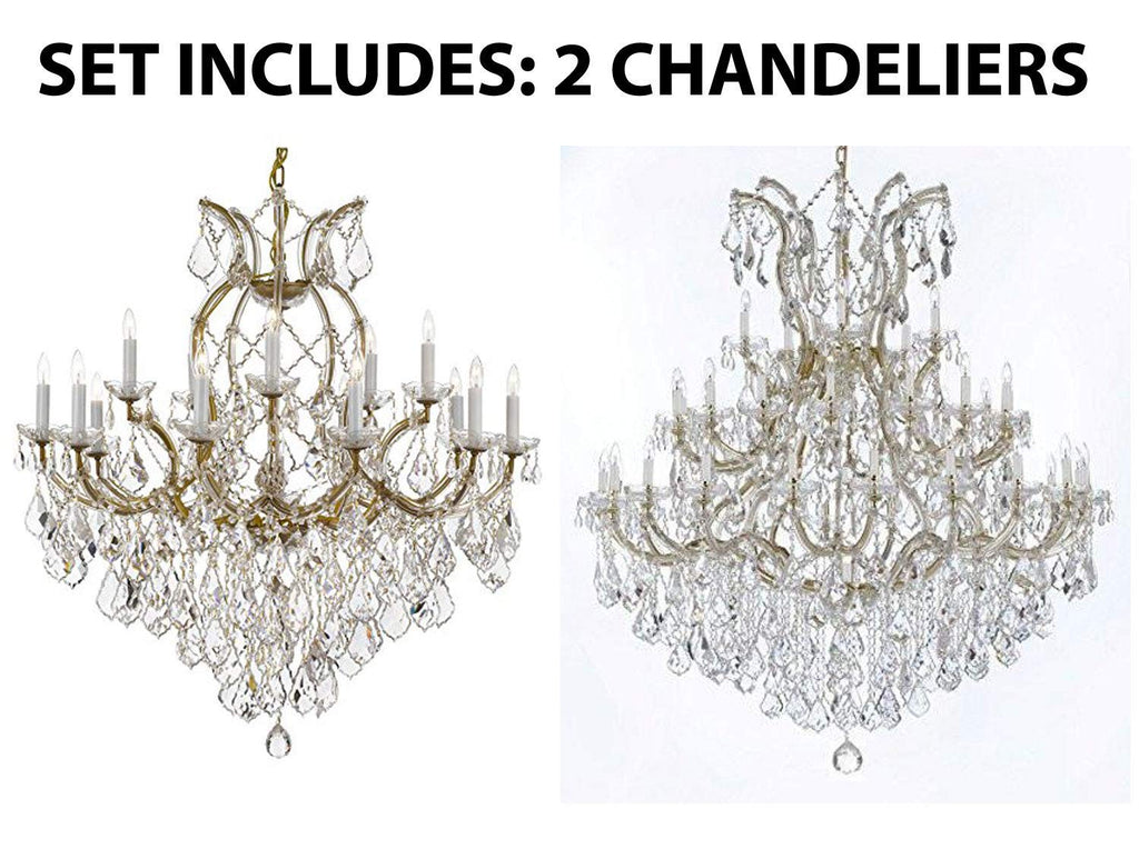 Set of 2-1 Maria Theresa Crystal Lighting Chandeliers Lights Fixture Ceiling Lamp H38" X W37" and 1 Large Foyer/Entryway Maria Theresa Empress Crystal (Tm) Chandeliers Lighting! H 60" W 52" - 1/21510/15+1 + B12/2756/36+1