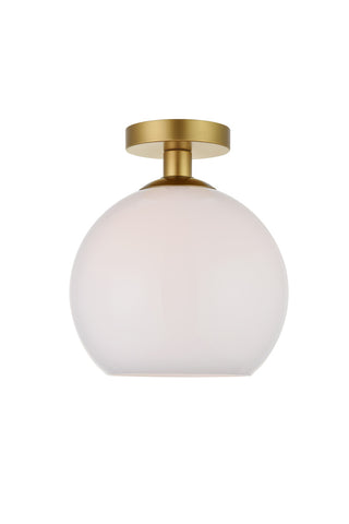 ZC121-LD2211BR - Living District: Baxter 1 Light Brass Flush Mount With Frosted White Glass