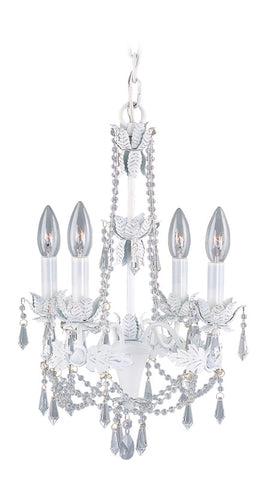 Livex Athena 4 Light Antique White Mini Chandelier - C185-8184-60