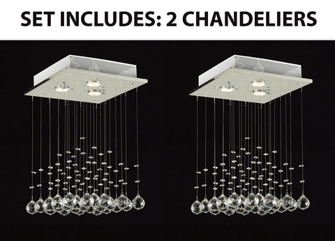 Set of 2 - JAC D'LIGHTS J10-C9071S-3us Modern Rain Drop Lighting Crystal Ball Fixture Pendant Chandelier 18 by 12-Inch Modern - 2EA-J10-C9071S-3us