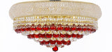 Swarovski Crystal Trimmed Moroccan Style French Empire Flush Crystal Chandeliers H15" X W24" Dressed with Ruby Red Crystal Balls - Good for Dining Room, Foyer, Entryway, Family Room and More - F93-B96/FLUSH/CG/542/15SW