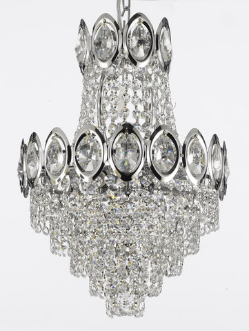 French Empire Crystal Chandelier Chandeliers Lighting SILVER H17 X Wd12 4 Lights Empire - 6290/4 SILVER-F
