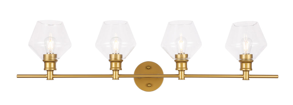 ZC121-LD2320BR - Living District: Gene 4 light Brass and Clear glass Wall sconce