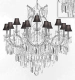 Maria Theresa Chandelier Crystal Lighting Chandeliers w/Optical Quality Fringe Prisms! Great for the Dining Room, Foyer, Entry Way, Living Room! H38" X W37" w/Black Shades - A500-B8/BLACKSHADES/CS/21510/15+1