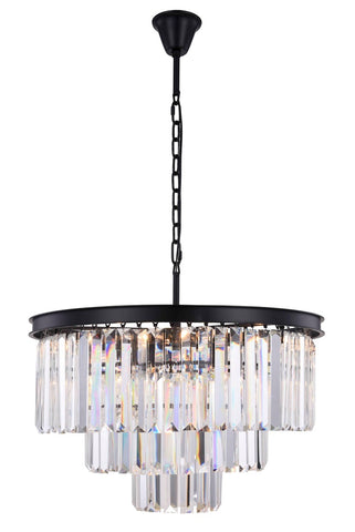 ZC121-1231D26MB/RC - Urban Classic: Sydney 9 light Matte Black Chandelier Clear Royal Cut Crystal