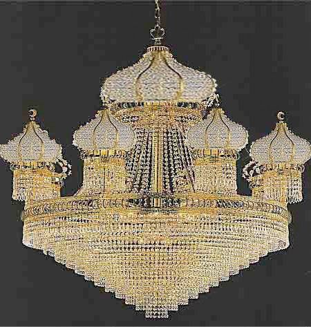 A93-479/34100% CRYSTAL CHANDELIER, this 24K Gold plated chandelier is characteristic of the grand chandeliers which decorated the finest Chateaux and Palaces across Europe and reflects a time of clas