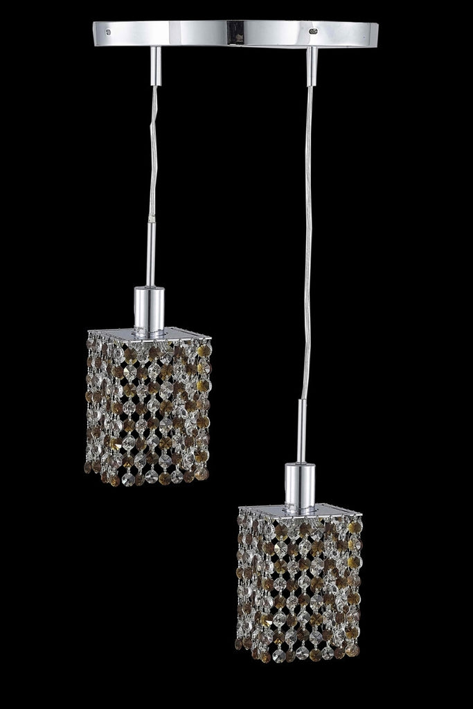 C121-1382D-R-S-LT/RC By Elegant Lighting Mini Collection 2 Light Pendants Chrome Finish