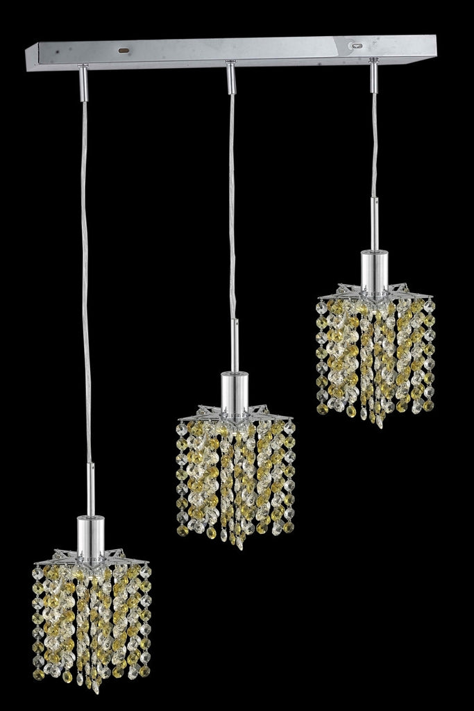 C121-1383D-O-P-RO/RC By Elegant Lighting Mini Collection 3 Light Pendants Chrome Finish