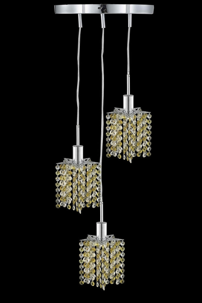 C121-1383D-R-P-BO/RC By Elegant Lighting Mini Collection 3 Light Pendants Chrome Finish