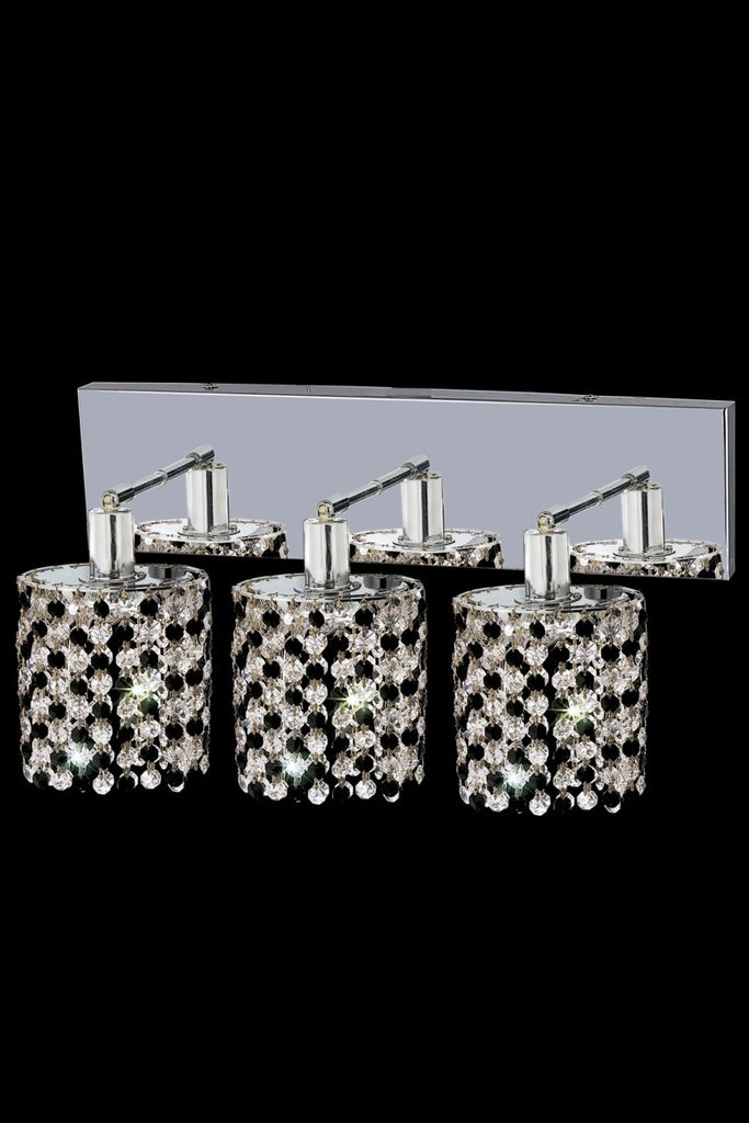 C121-1383W-O-R-LT/RC By Elegant Lighting Mini Collection 3 Light Wall Sconces Chrome Finish