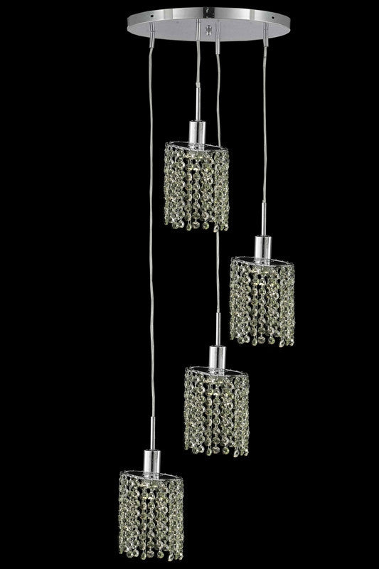 C121-1384D-R-E-BO/RC By Elegant Lighting Mini Collection 4 Lights Pendant Chrome Finish