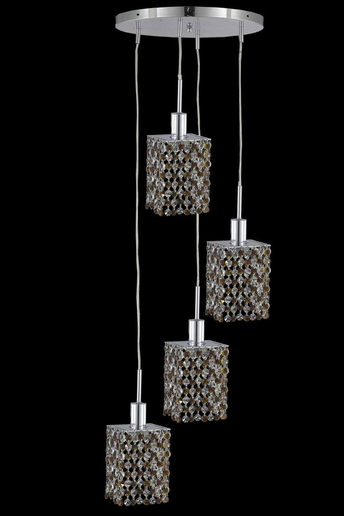 C121-1384D-R-S-LT/RC By Elegant Lighting Mini Collection 4 Light Chandeliers Chrome Finish