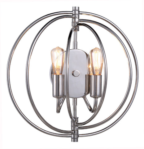 C121-1453W13PN By Elegant Lighting - Vienna Collection Polished Nickel Finish 2 Lights Wall Sconce