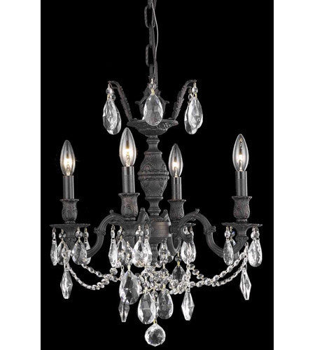 C121-8504D17DB/RC By Elegant Lighting Marseille Collection 4 Light Dining Room Dark Bronze Finish