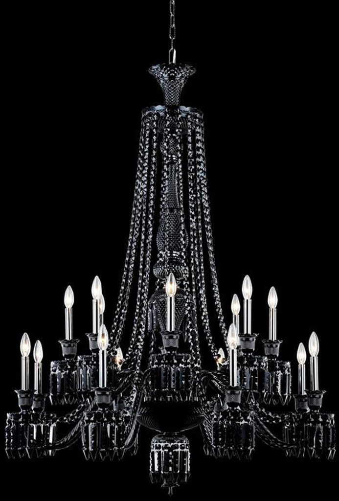 C121-8916G42B-JT/EC By Elegant Lighting - Majestic Collection Black Finish 16 Lights Foyer/Hallway