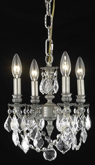 C121-9104D10PW/RC By Elegant Lighting Lillie Collection 4 Light Chandeliers Pewter Finish