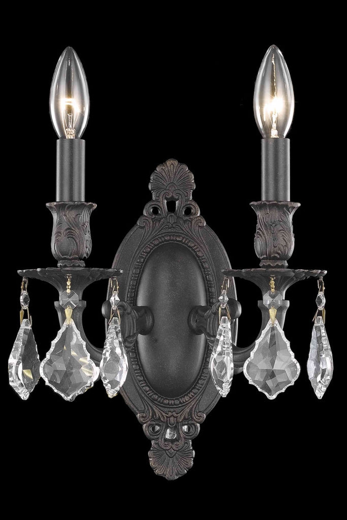 ZC121-9202W9DB-GT/RC By Regency Lighting Rosalia Collection 2 Light Wall Sconces Dark Bronze Finish