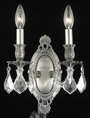 C121-9202W9PW/RC By Elegant Lighting Rosalia Collection 2 Light Wall Sconces Pewter Finish