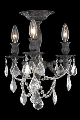 C121-9203F13DB/RC By Elegant Lighting Rosalia Collection 3 Light Flushmount Dark Bronze Finish