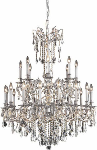 C121-9224G36PW/RC By Elegant Lighting Rosalia Collection 24 Light Foyer/Hallway Pewter Finish