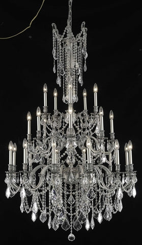 C121-9225G38PW/RC By Elegant Lighting Rosalia Collection 25 Light Chandeliers Pewter Finish