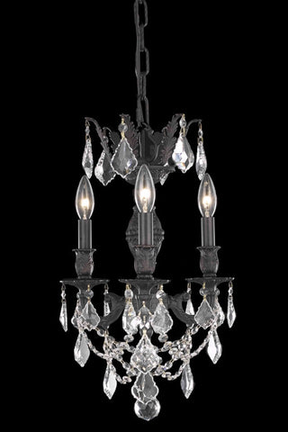 C121-9503D13DB/RC By Elegant Lighting Marseille Collection 3 Lights Chandelier Dark Bronze Finish