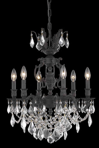 C121-9506D20DB/RC By Elegant Lighting Marseille Collection 6 Light Chandeliers Dark Bronze Finish