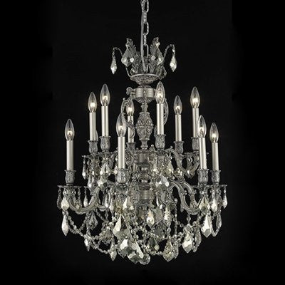 C121-9512D24DB-GS/RC By Elegant Lighting Marseille Collection 12 Lights Chandelier Dark Bronze Finish