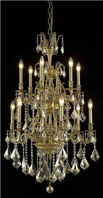 C121-9612D27FG-GT/RC By Elegant Lighting Monarch Collection 12 Light Chandeliers French Gold Finish