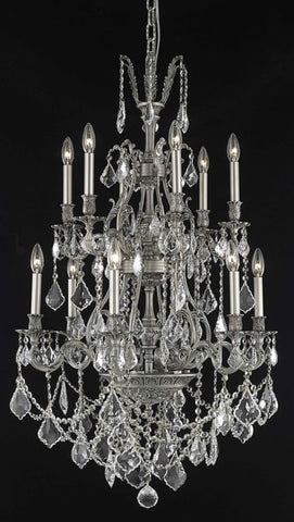 ZC121-9612D27PW/EC By Regency Lighting Monarch Collection 12 Light Chandeliers Pewter Finish