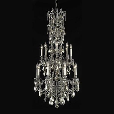 C121-9616G37DB/RC By Elegant Lighting Monarch Collection 16 Lights Chandelier Dark Bronze Finish