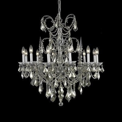 C121-9712D32DB-GT/RC By Elegant Lighting Athena Collection 12 Lights Chandelier Dark Bronze Finish