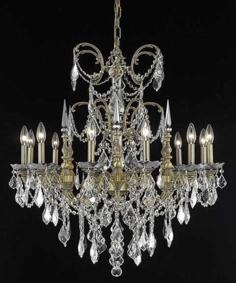 C121-9712D32FG/RC By Elegant Lighting Athena Collection 12 Light Chandeliers French Gold Finish