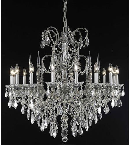 C121-9716G35PW/RC By Elegant Lighting Athena Collection 16 Light Foyer/Hallway Pewter Finish