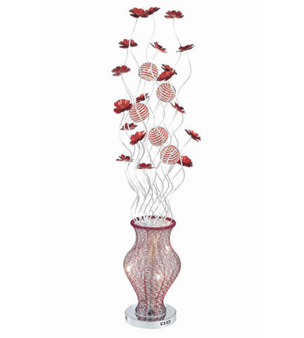 C121-FL4001 By Elegant Lighting South Beach Collection 8 Light Floor Lamp Red and Silver Finish