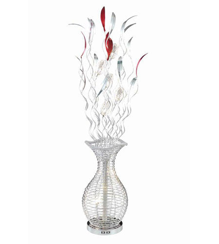 C121-FL4003 By Elegant Lighting South Beach Collection 8 Light Floor Lamp Silver and Red Finish