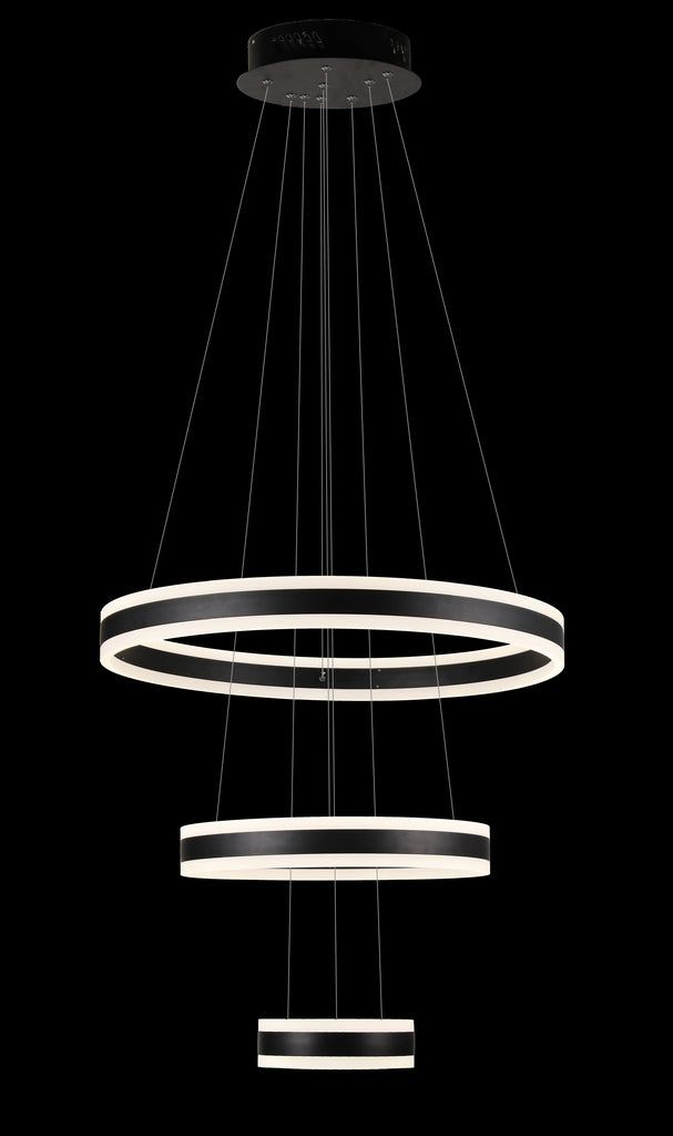 Elipse 3 Ring LED Chandelier Chandeliers Modern/Contemporary Lighting 24" Wide w/Adjustable Cables- Good for Dining Room, Foyer, Entryway, Family Room, Living Room and More - G7-4735/20+40+60