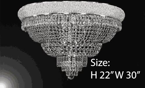 Swarovski Crystal Trimmed Chandelier Silver French Empire Crystal Flush Chandelier H22" W30" - G93-Flush/Cs/448/21Sw