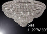 Swarovski Crystal Trimmed Chandelier Silver French Empire Crystal Flush Basket Chandelier H 29" W 50" - G93-Flush/Cs/448/48Sw